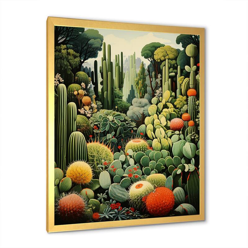Designart "Cactus Olive Oasis " Cactus Framed Wall Decor Bed Bath